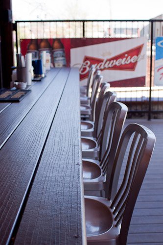 The outside bar rail on Fitter's Patio